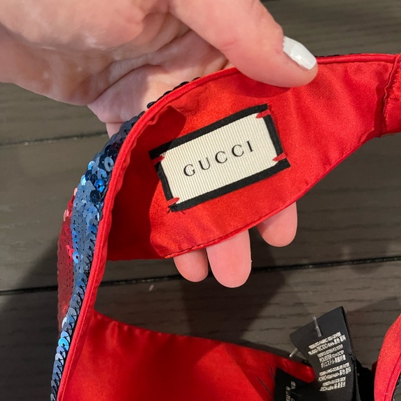 Gucci Blue and Red Sequin ShineWeb Headband Hair Accessory - Picture 11 of 12